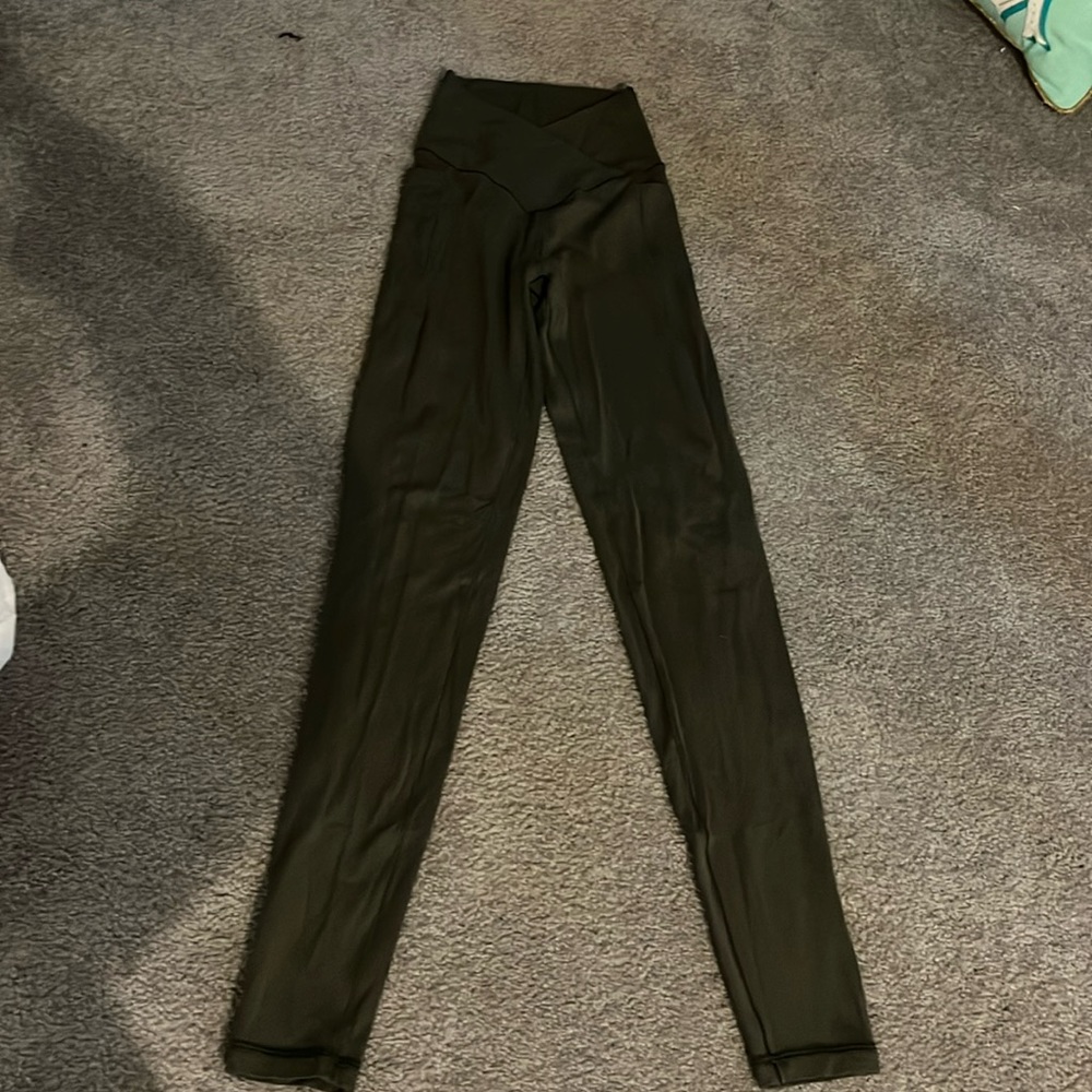 aerie green cross over leggings